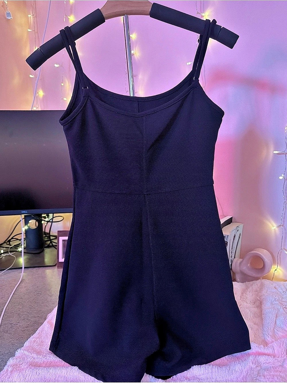 White Fox Black Romper- NWOT